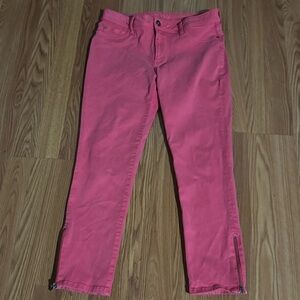 DL1961 Pink Insta Sculpt Cropped Zipper Skinny Pants Size 31 Luxury Designer